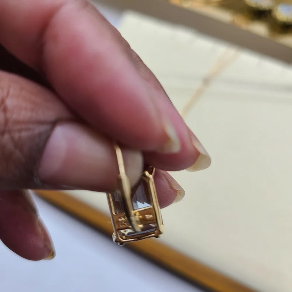 14k Gold-Plated Sterling Silver Necklace & Earrings Set / Prasiolite - Picture 5 of 7